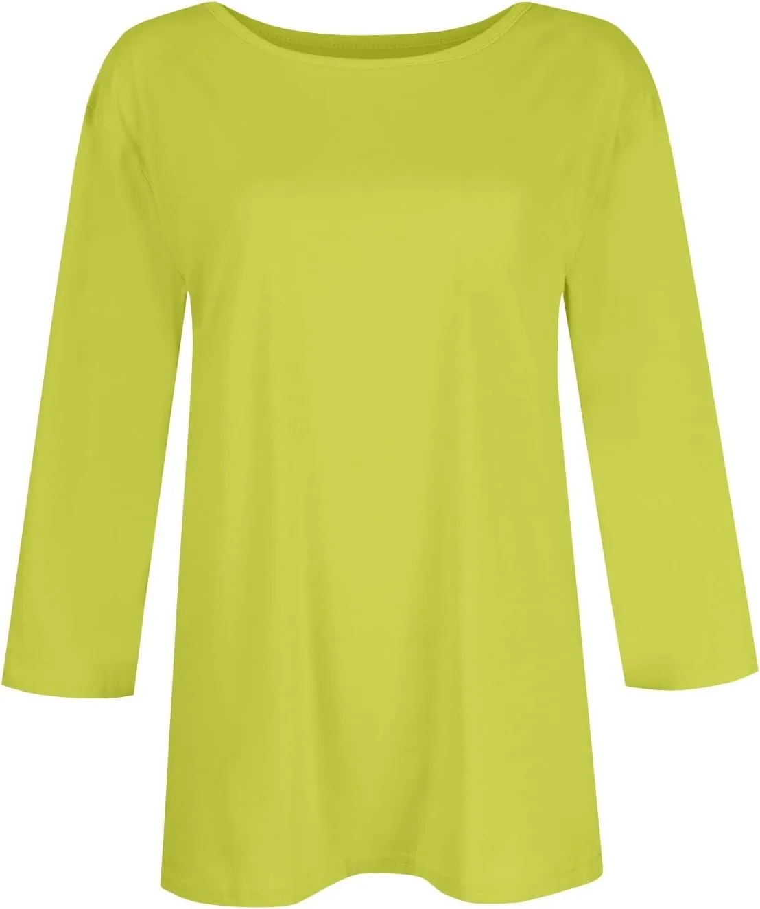 3/4 Length Sleeve Womens Tops Casual Loose Fit Crewneck T Shirts Cute Solid Three Quarter Length Tunic Tops