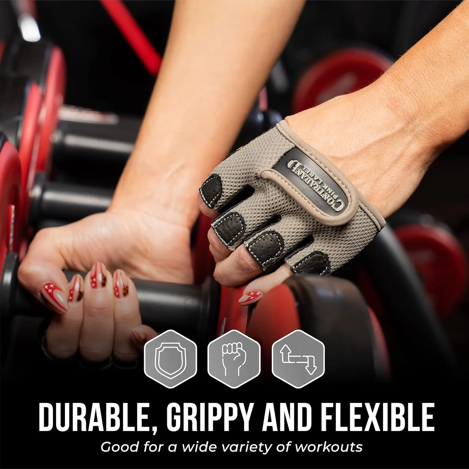 5537 Womens Micro Weight Lifting Gloves w/Grip-Lock Silicone Padding (Pair) - Minimalist Half Gloves - Apple Watch Friendly