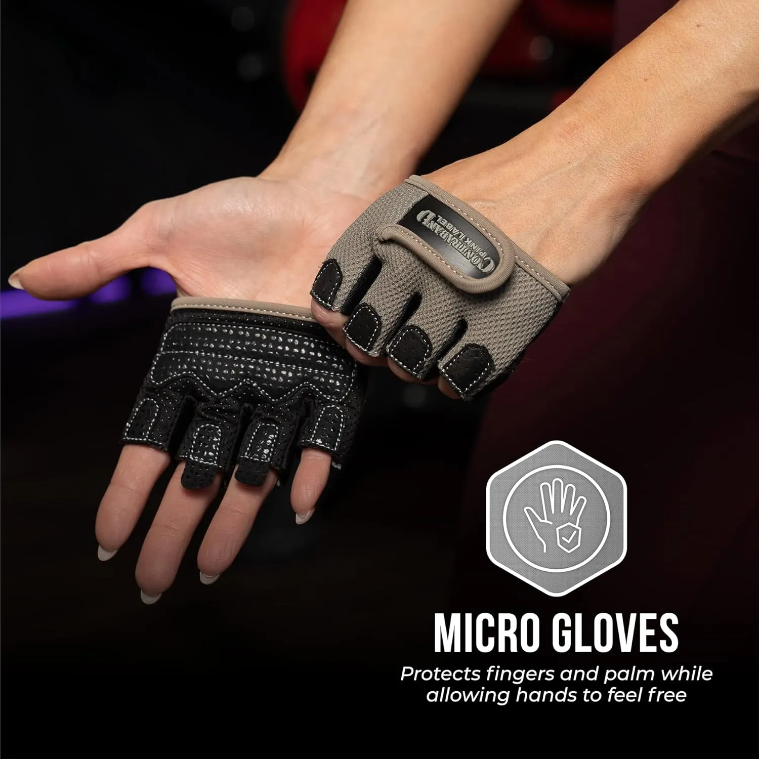 5537 Womens Micro Weight Lifting Gloves w/Grip-Lock Silicone Padding (Pair) - Minimalist Half Gloves - Apple Watch Friendly