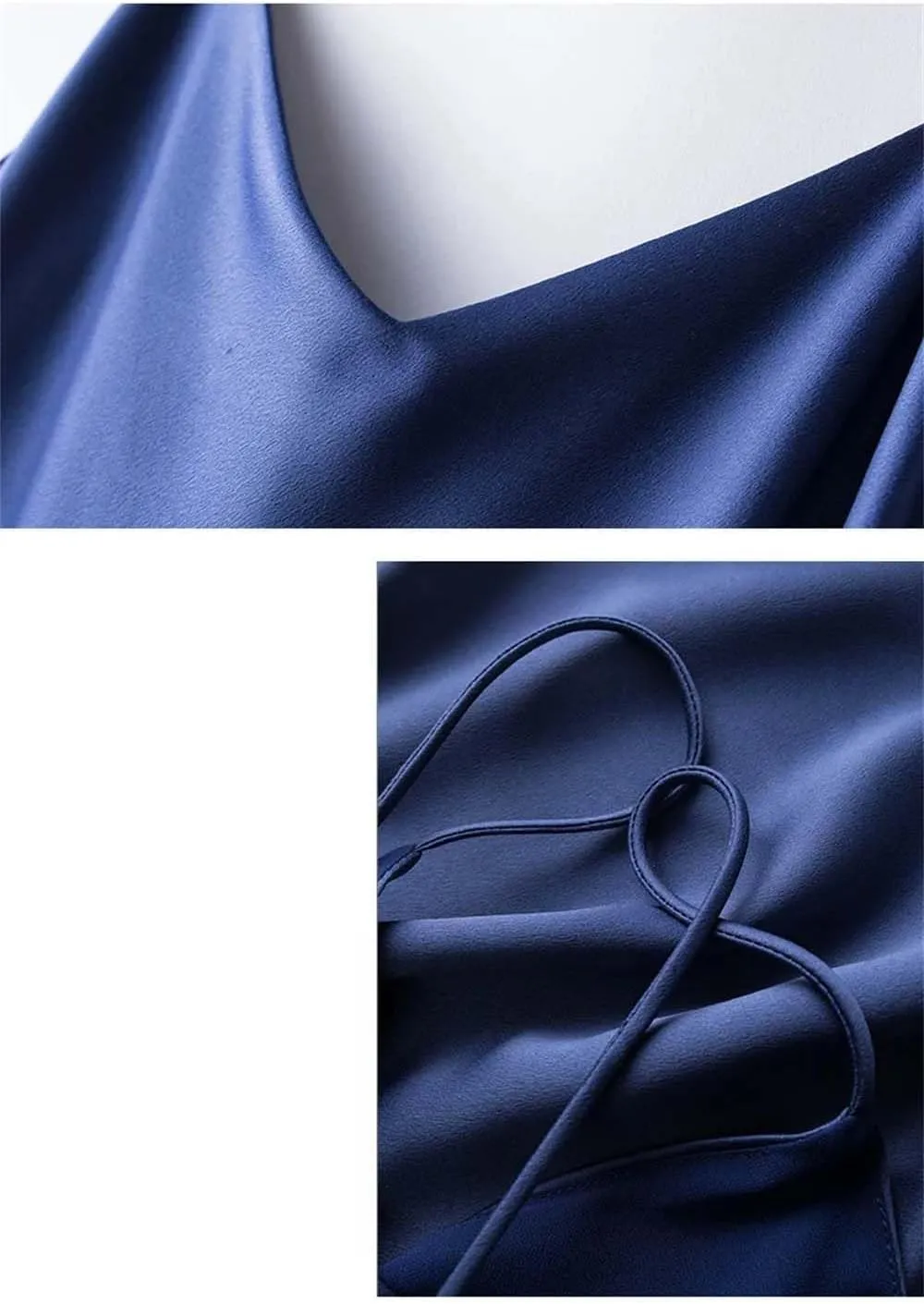 Adhdyuud Women's Elegant Silk Satin Slip Dress Summer Sleeveless V Neck Spaghetti Strap Dresses