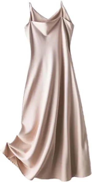 Adhdyuud Women's Elegant Silk Satin Slip Dress Summer Sleeveless V Neck Spaghetti Strap Dresses