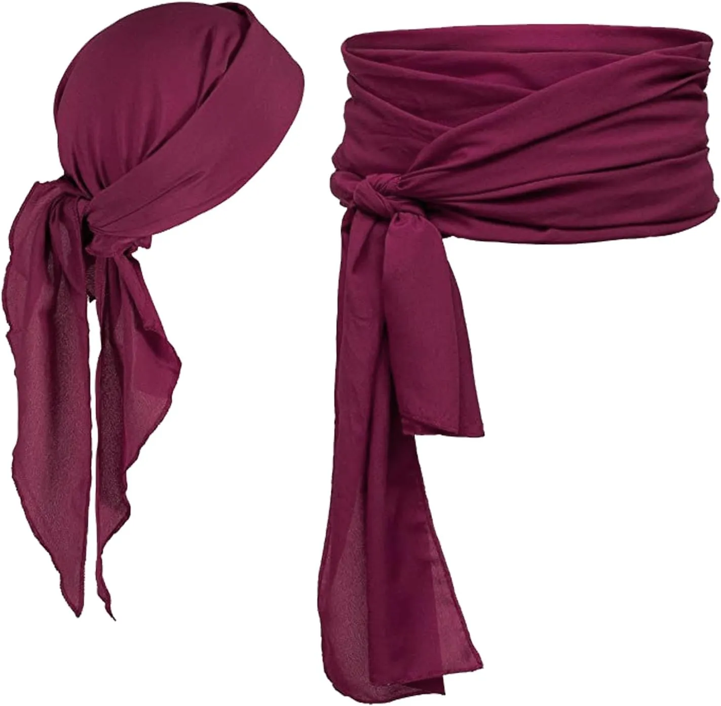 Adult Costume Accessories Set - Women's Pirate Hat, Halloween Head Scarf, and Sash Belt