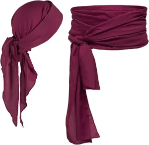 Adult Costume Accessories Set - Women's Pirate Hat, Halloween Head Scarf, and Sash Belt