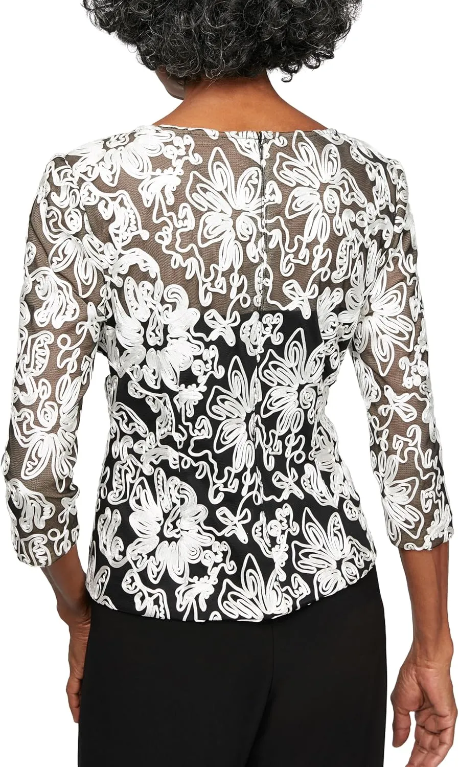 Alex Evenings Women's Embroidered Blouse Shirt (Missy and Petite)