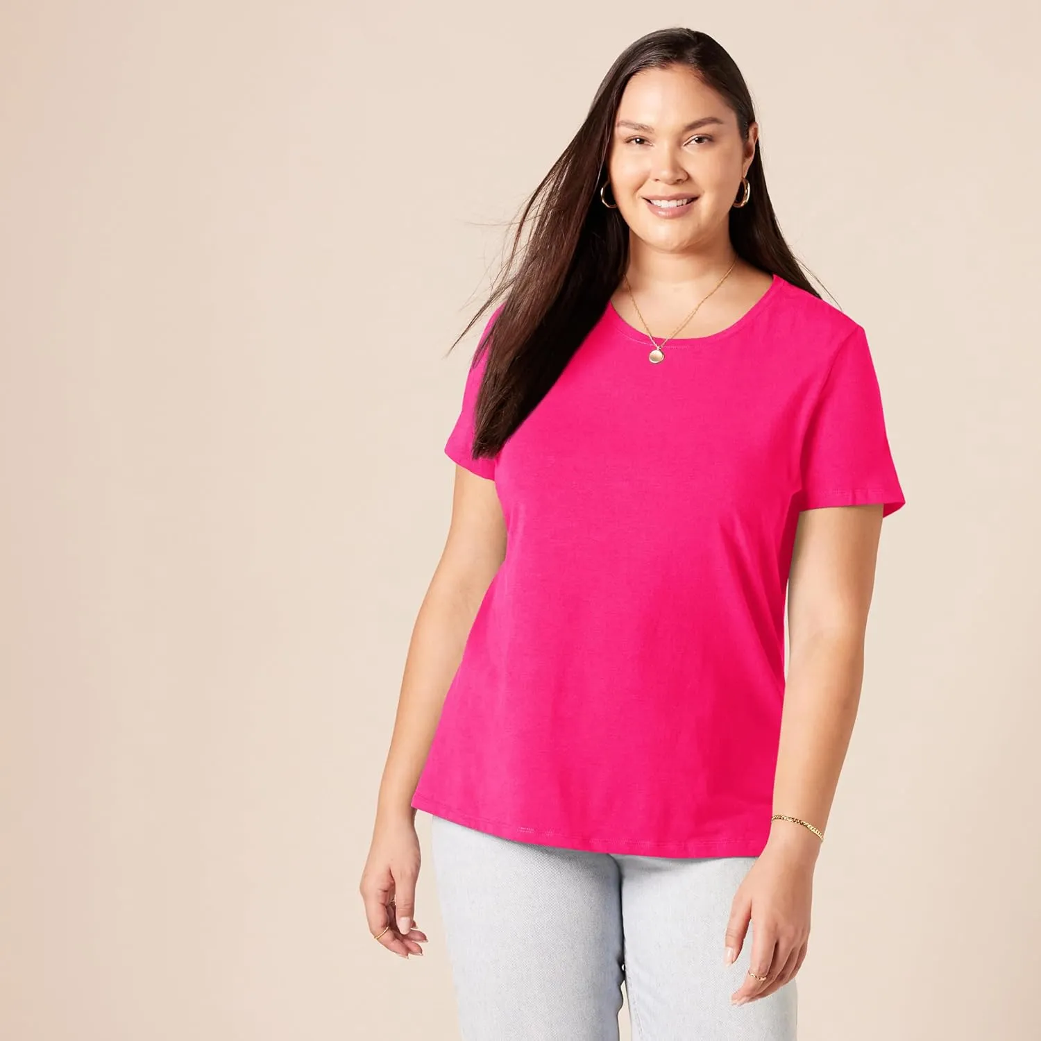 Amazon Essentials Women's Regular-Fit Short-Sleeve Crewneck T-Shirt, Multipacks