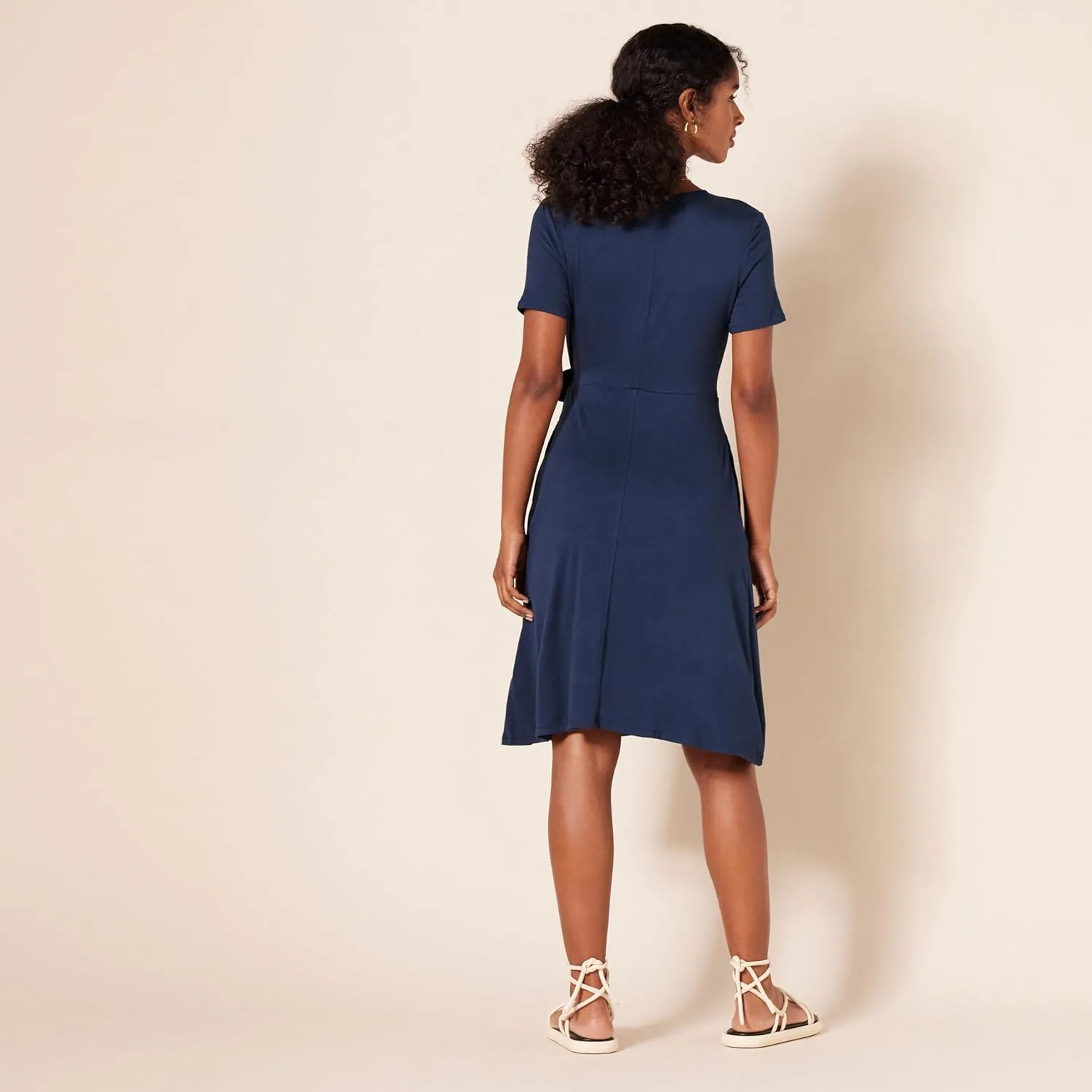 Amazon Essentials Women's Short Sleeve Faux-Wrap Dress