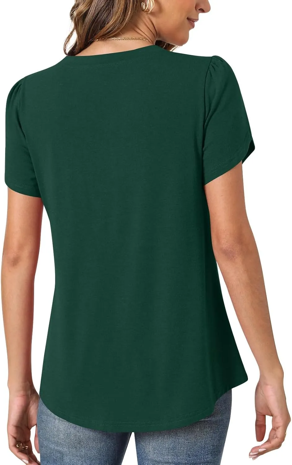 Anyhold Womens Tops Dressy Casual Summer Short Sleeve Blouse Dress Shirt