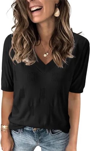 Arach&Cloz Women's Lightweight Summer Tops Casual Short Sleeve Blouses Shirts