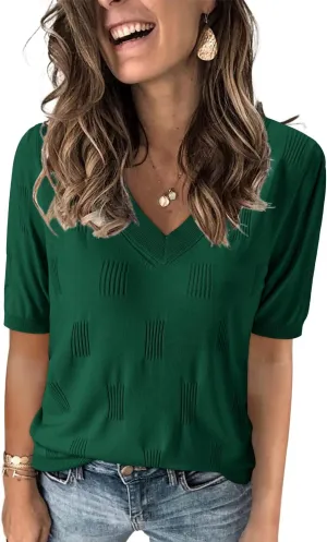 Arach&Cloz Women's Lightweight Summer Tops Casual Short Sleeve Blouses Shirts