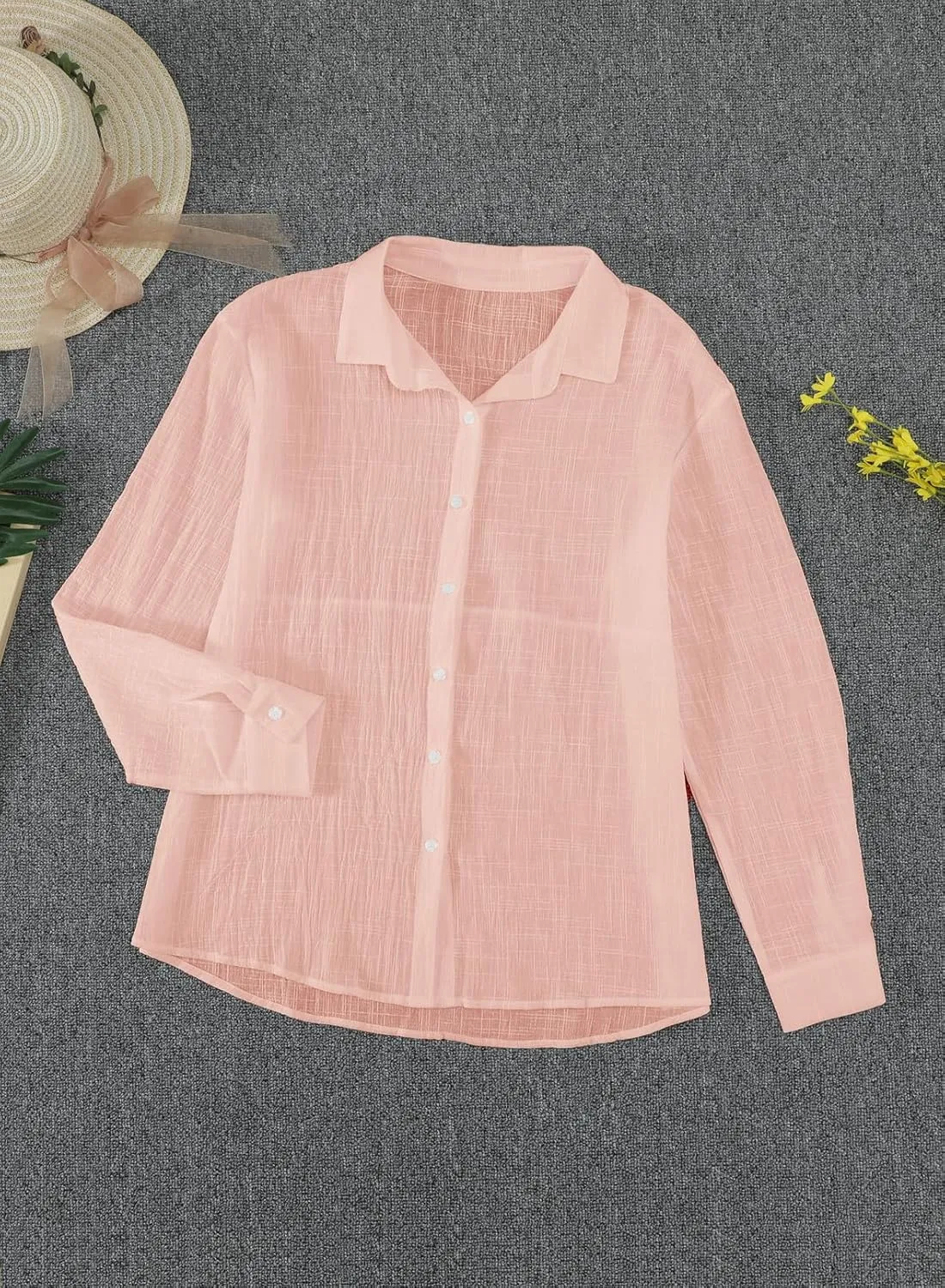 Astylish Womens V Neck Roll up Sleeve Button Down Blouses Tops