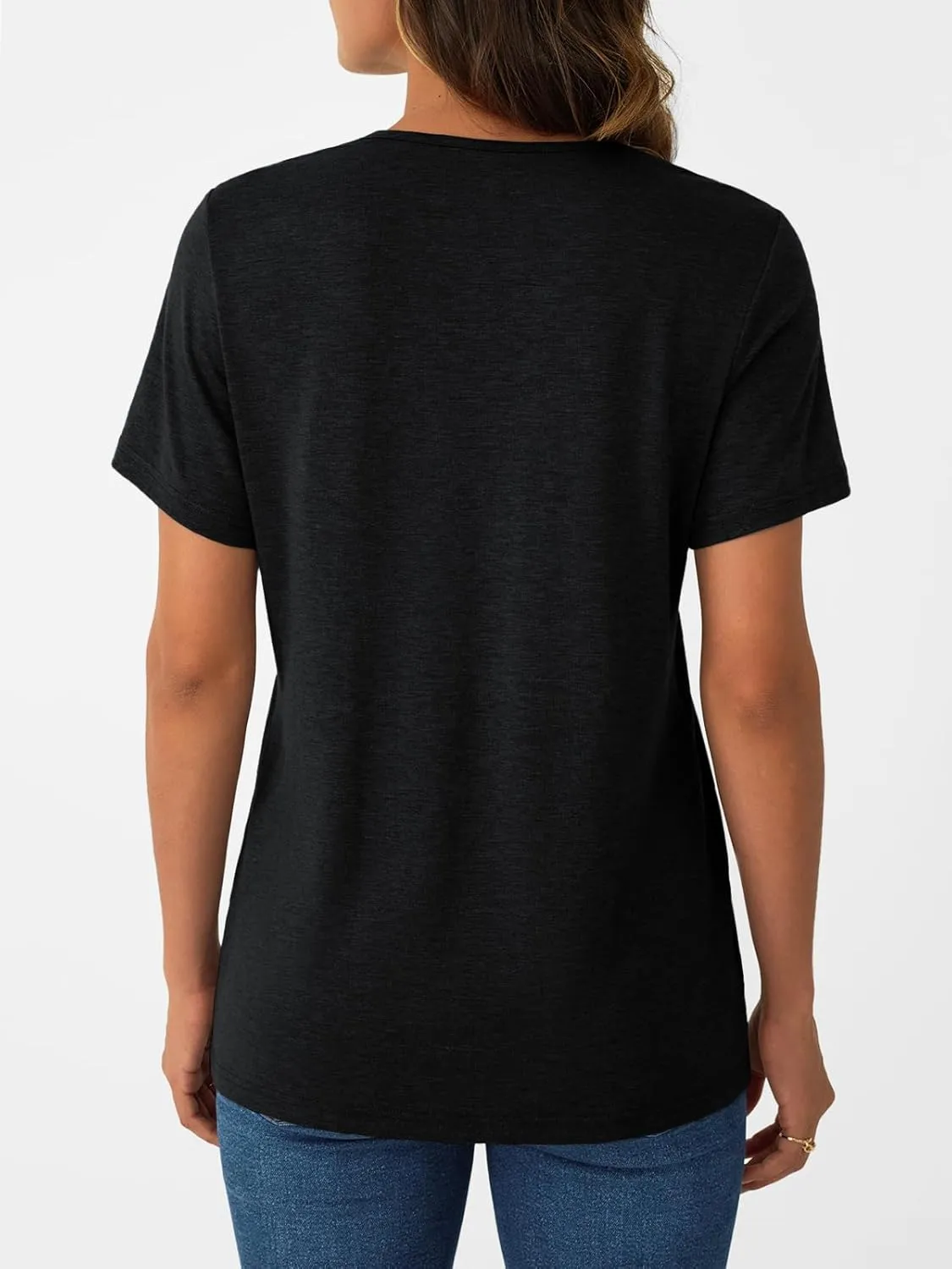 AUTOMET Pleated V Neck Shirts Short Sleeve Summer Business Casual Tops