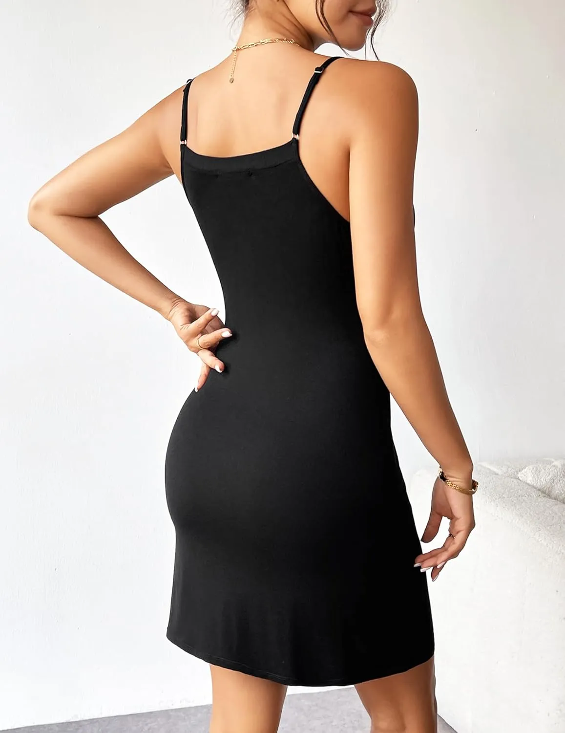 Avidlove Women's Full Slip Under Dress Adjustable Spaghetti Strap Camisole Mini Dress Knee Length Slips Nightwear