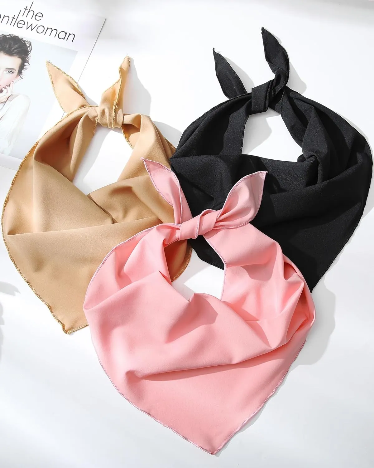 AWAYTR 3Pcs Hair Bandanas Head Kerchief for Women Girls Tie-Back Boho Hair Scarf Headband Bandana Triangle Head Scarf