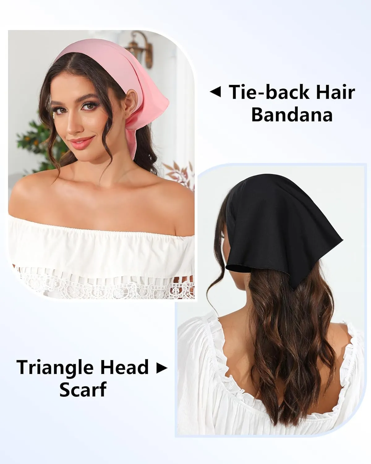 AWAYTR 3Pcs Hair Bandanas Head Kerchief for Women Girls Tie-Back Boho Hair Scarf Headband Bandana Triangle Head Scarf