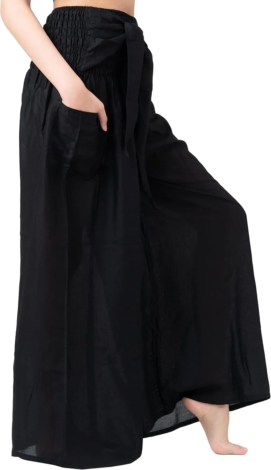 B BANGKOK PANTS Women's Boho Palazzo Pants Yoga Wide Leg Pants