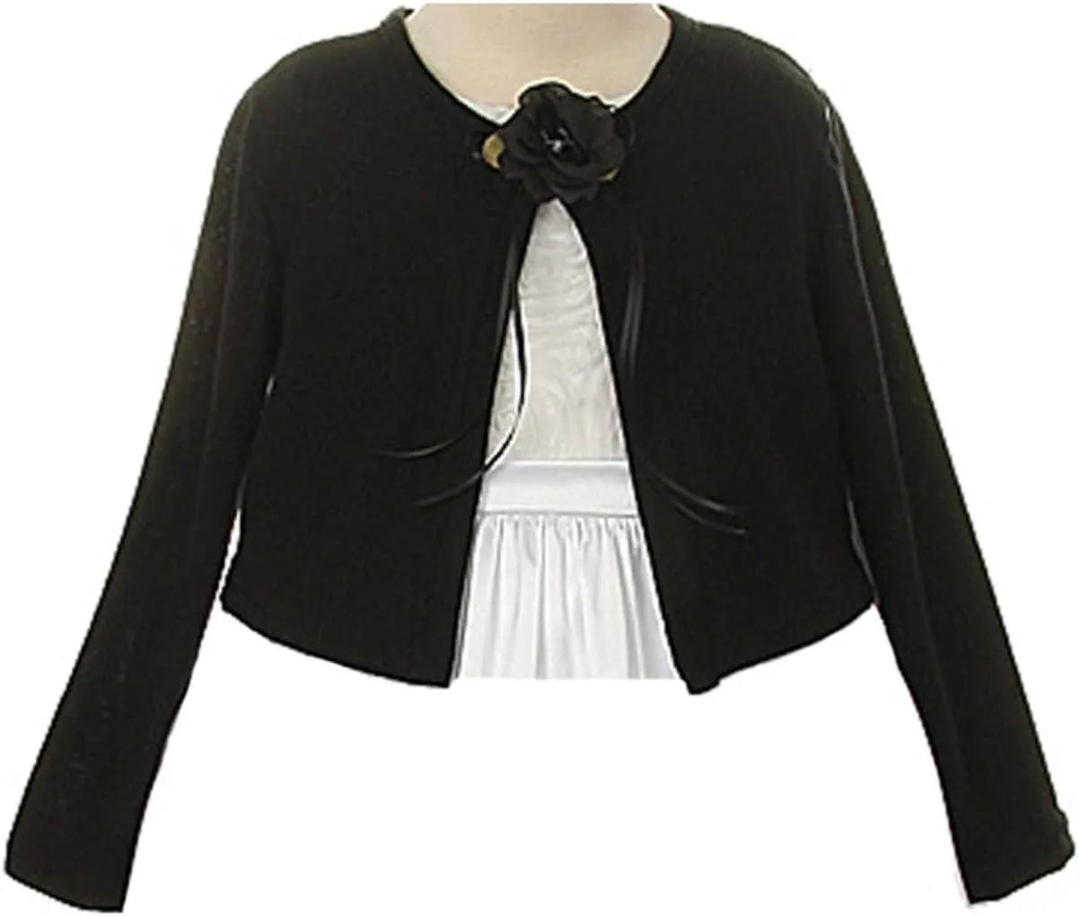 Basic Knit Girl's Cardigan Jacket Sweater Black Fuchsia Ivory Red White 2-12