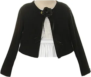 Basic Knit Girl's Cardigan Jacket Sweater Black Fuchsia Ivory Red White 2-12