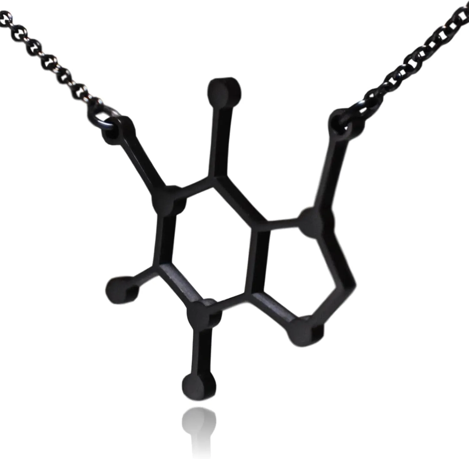 Caffeine Molecule Stainless Steel Necklace