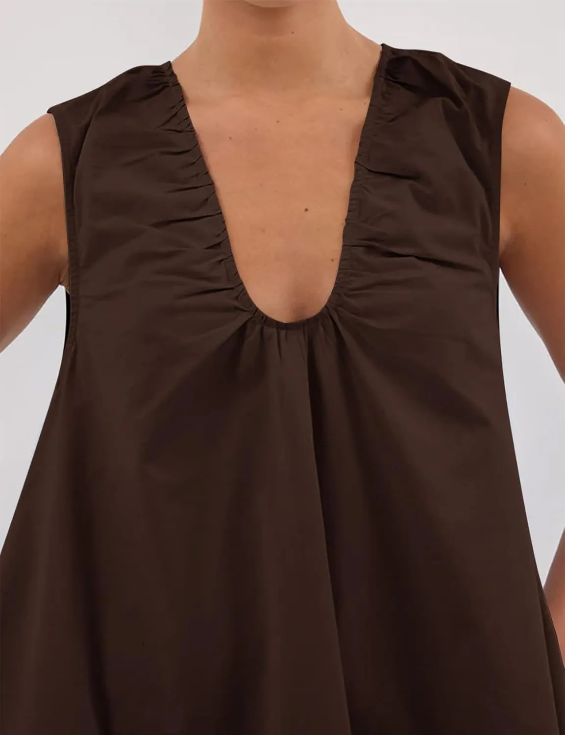 Casual Cotton Mini Dresses for Women 2025 Summer Vacation Beach Babydoll Short Tank Dress with Pockets