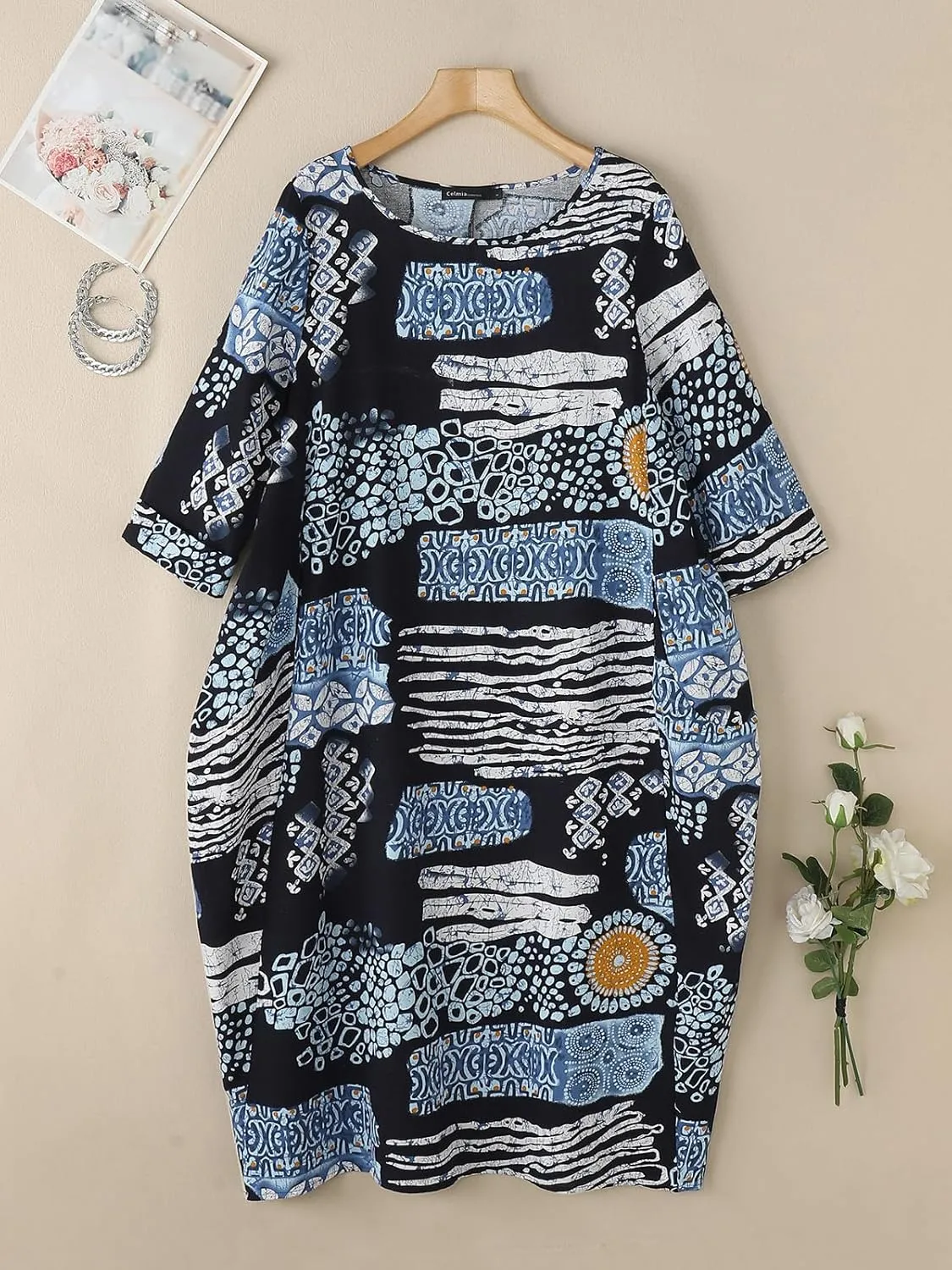 Celmia Autumn Solid Loose Long Maxi Dress Cotton Caftan