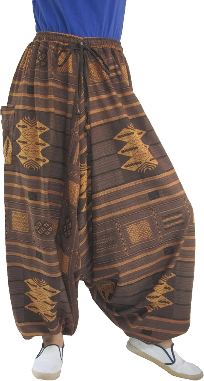 ChiangmaiThaiShop 100% Cotton Baggy Boho Aladin Yoga Harem Pants
