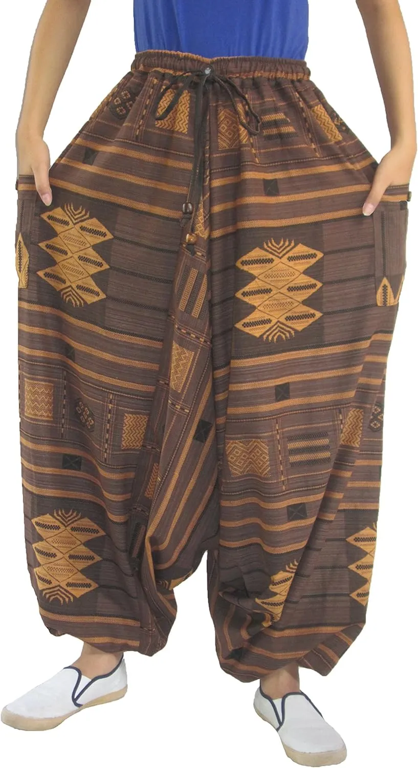 ChiangmaiThaiShop 100% Cotton Baggy Boho Aladin Yoga Harem Pants