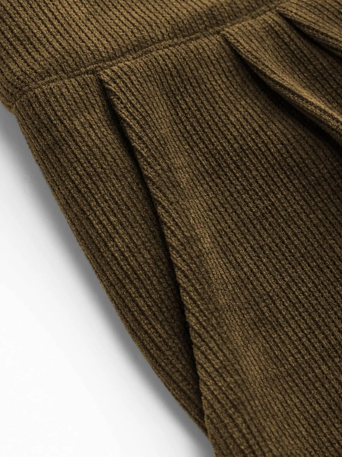CIDER Corduroy High Waist Solid Pleated Wide Leg Trousers