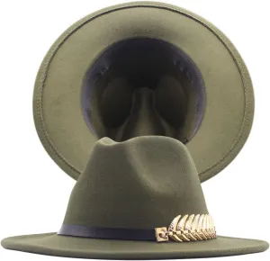 Classic Fedora Hats for Men & Women Wide Brim Hat Belt Buckle Outdoor Panama Dress Fedora Hat
