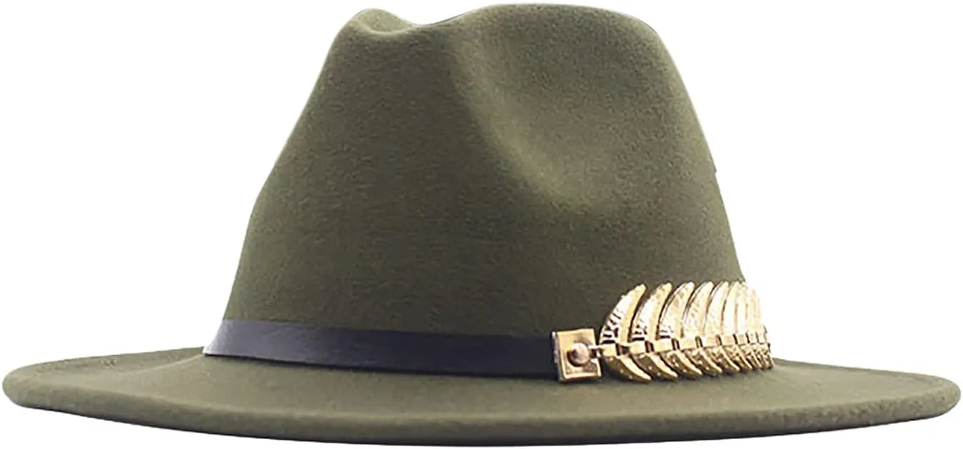 Classic Fedora Hats for Men & Women Wide Brim Hat Belt Buckle Outdoor Panama Dress Fedora Hat