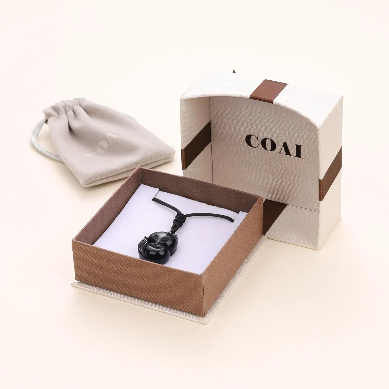 COAI Mens Womens Stone Fox Pendant Necklace