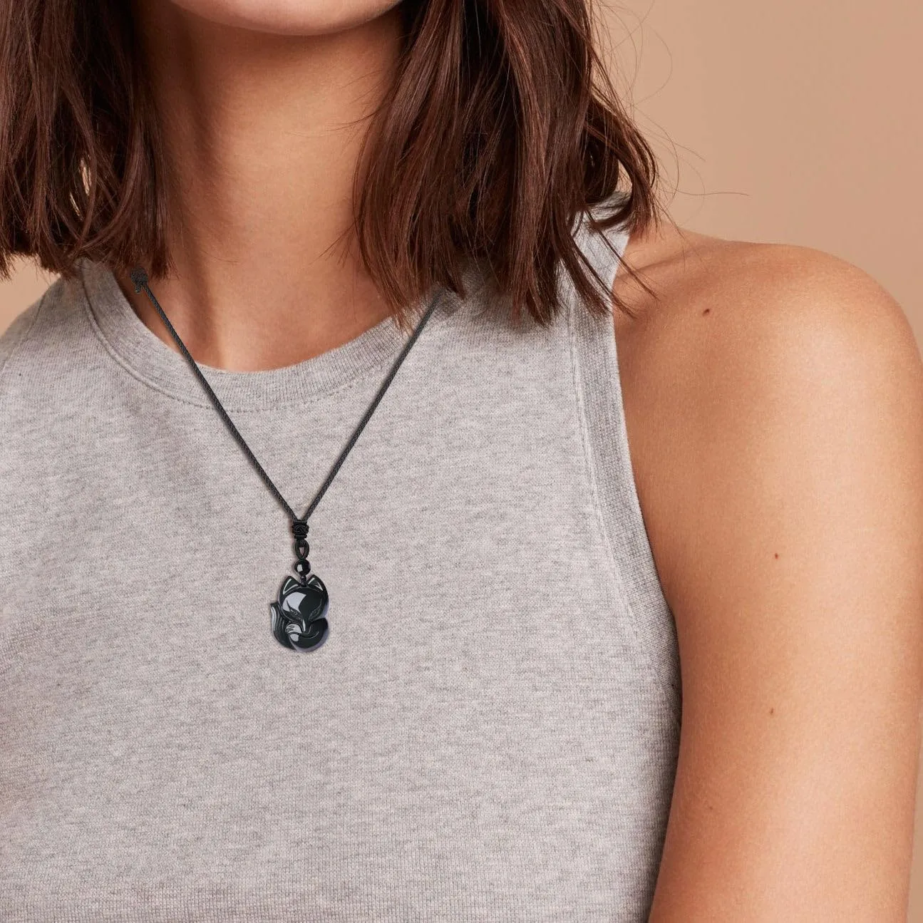 COAI Mens Womens Stone Fox Pendant Necklace