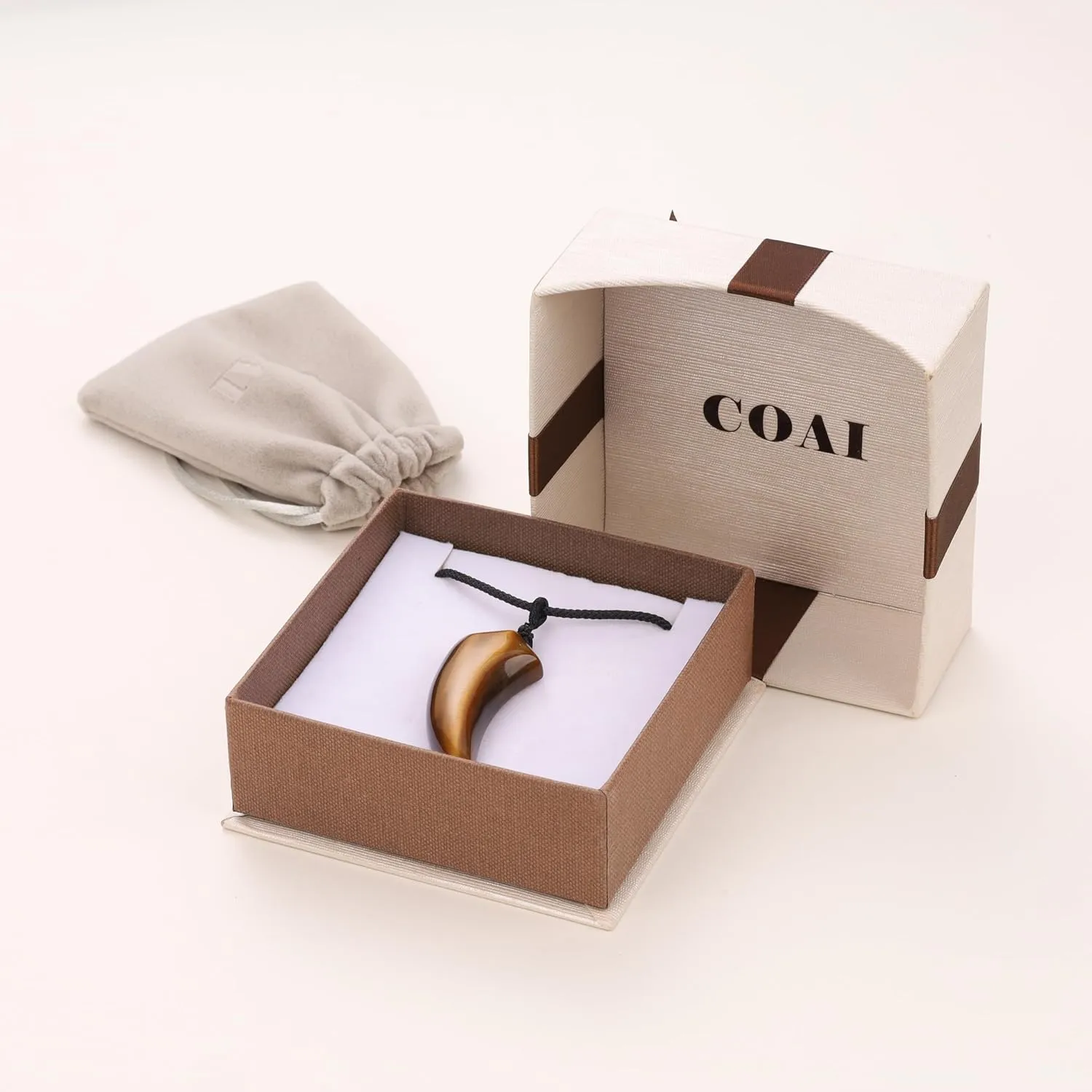 COAI Wolf Tooth Healing Crystal Stone Necklace