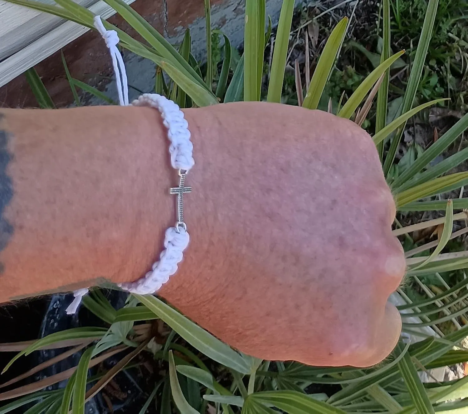 Cross Hemp Bracelet (White)