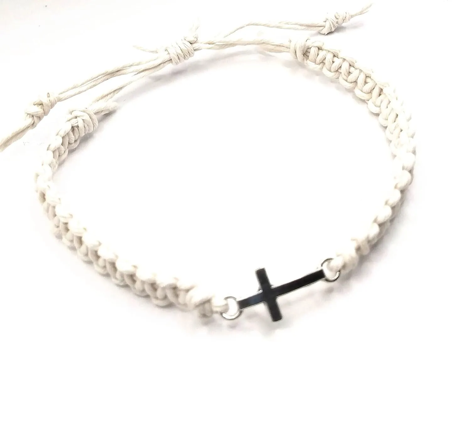 Cross Hemp Bracelet (White)