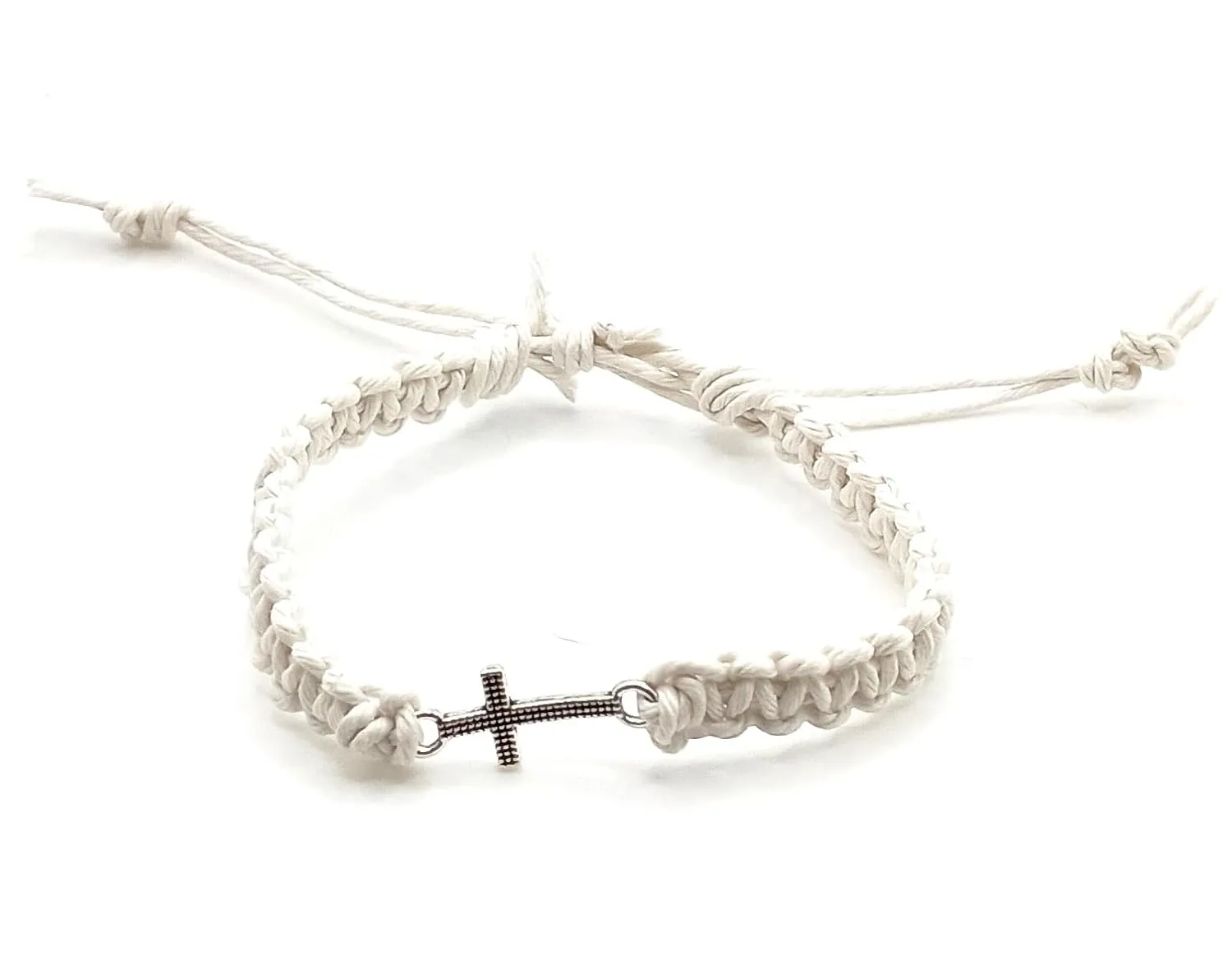 Cross Hemp Bracelet (White)