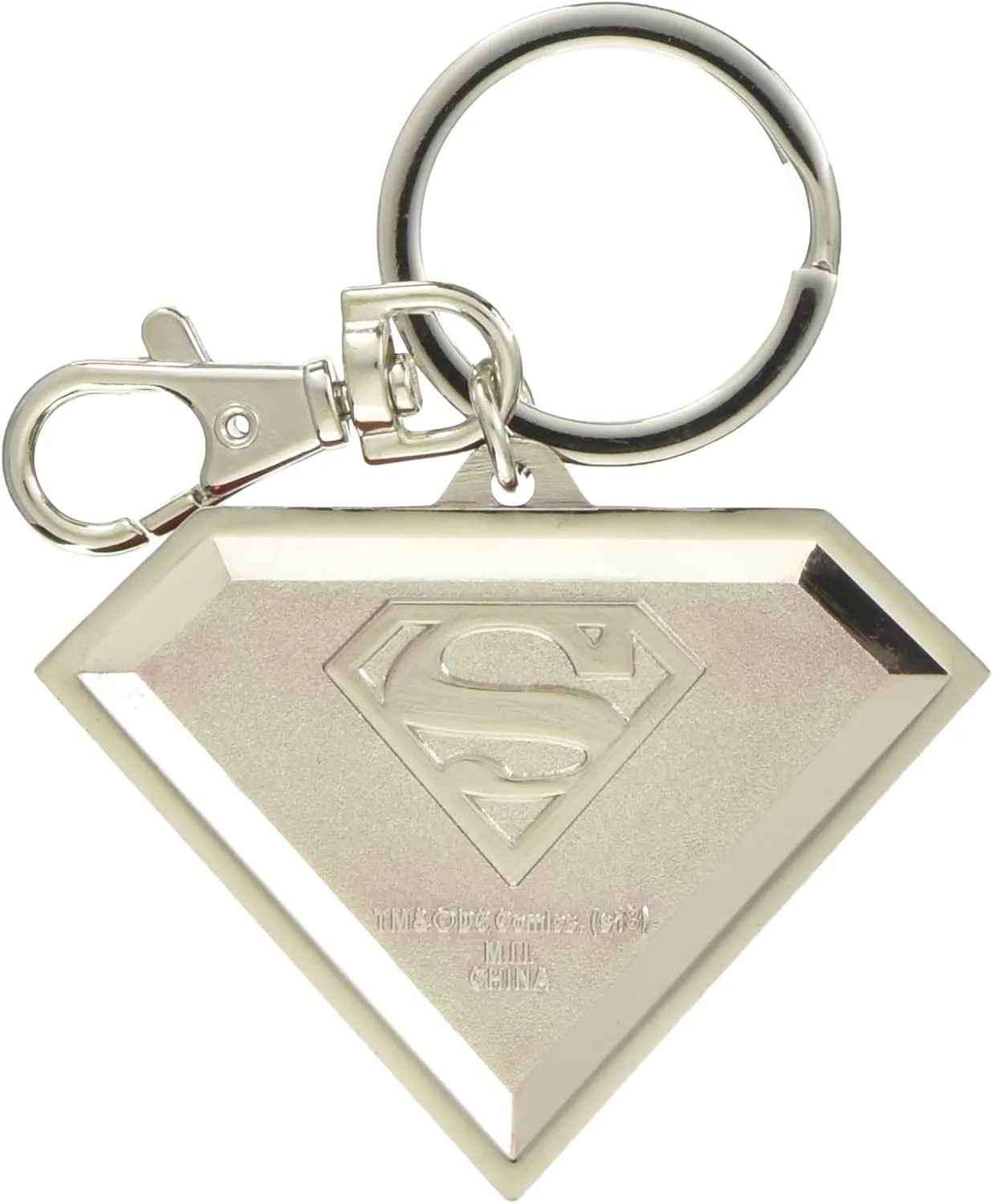 DC Colored Superman Logo Pewter Key Ring, Red