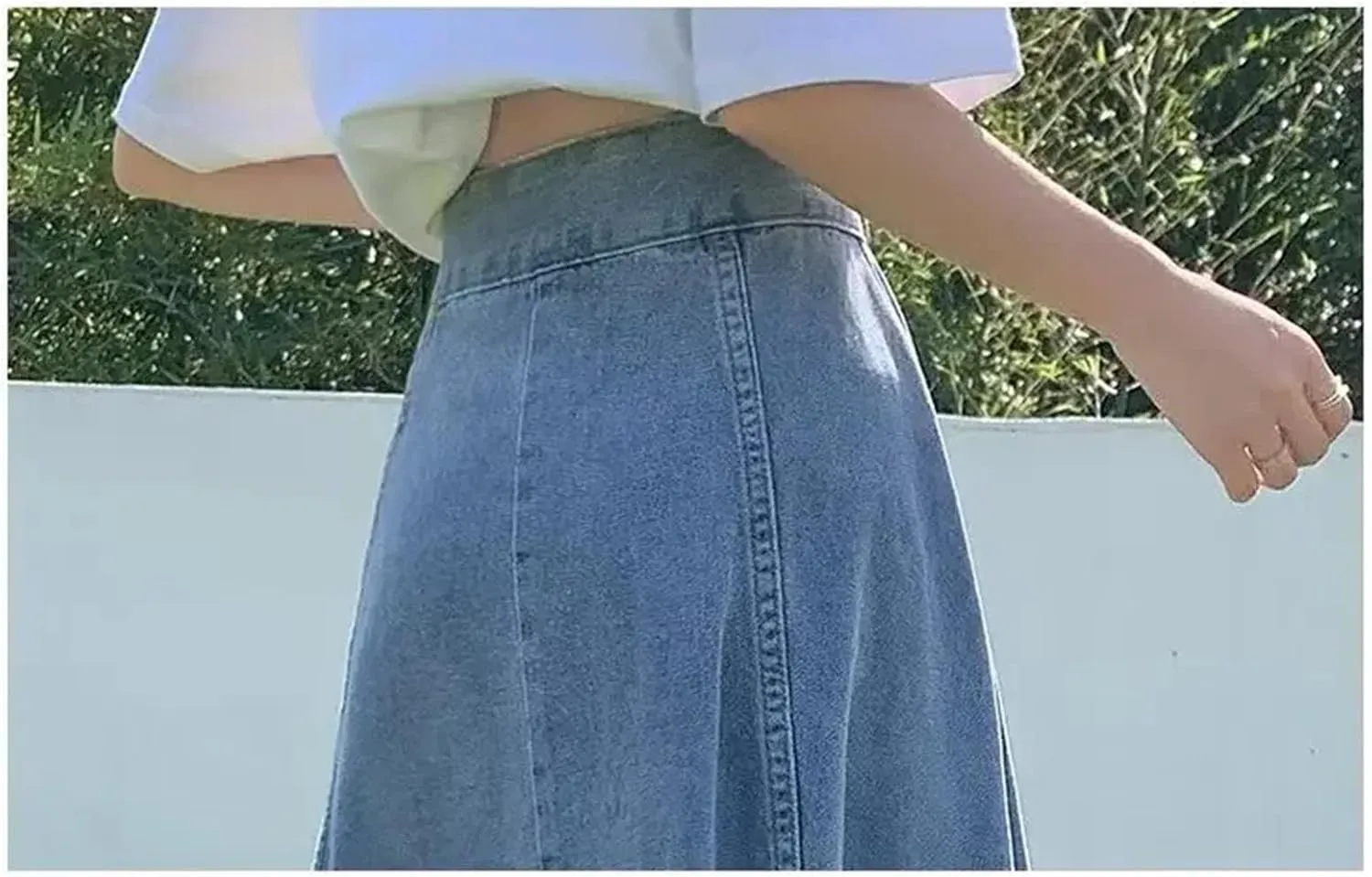 Dcvmvmn Women's Denim Skirt Thin Medium Length Umbrella High Waist Slimming Long A- Line Half Dresses