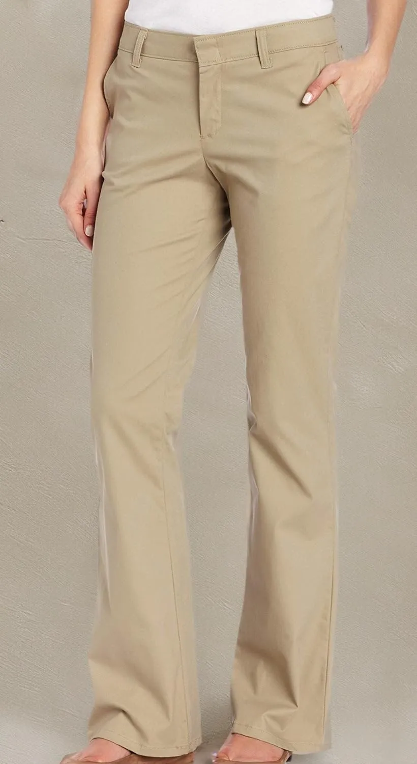 Dickies Women's Flat Front Stretch Cotton Blend Pants