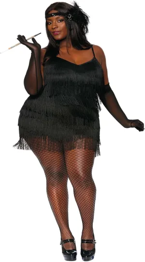 Dreamgirl Women's Black Fringe Flapper Costume - 1920s Gatsby Dress with Adjustable Straps