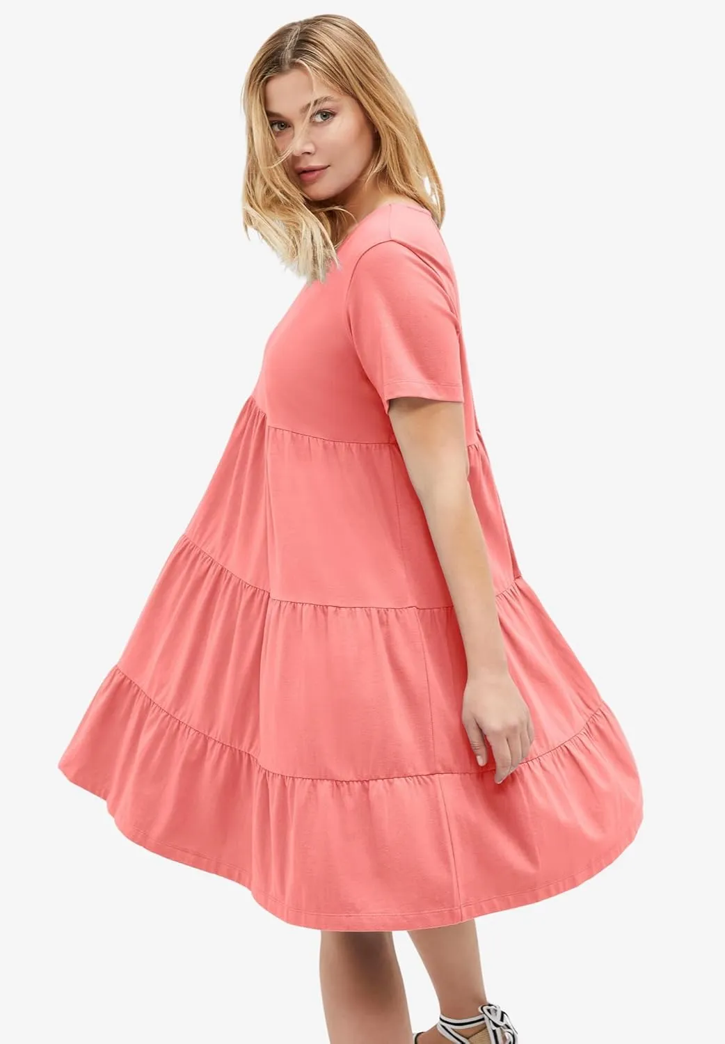 ellos Plus Size Tiered Knit Tee Dress