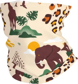 Face Mask Balaclava Neck Gaiter Dust Sun Wind Protection Bandana Scarf, African Elephant Giraffe