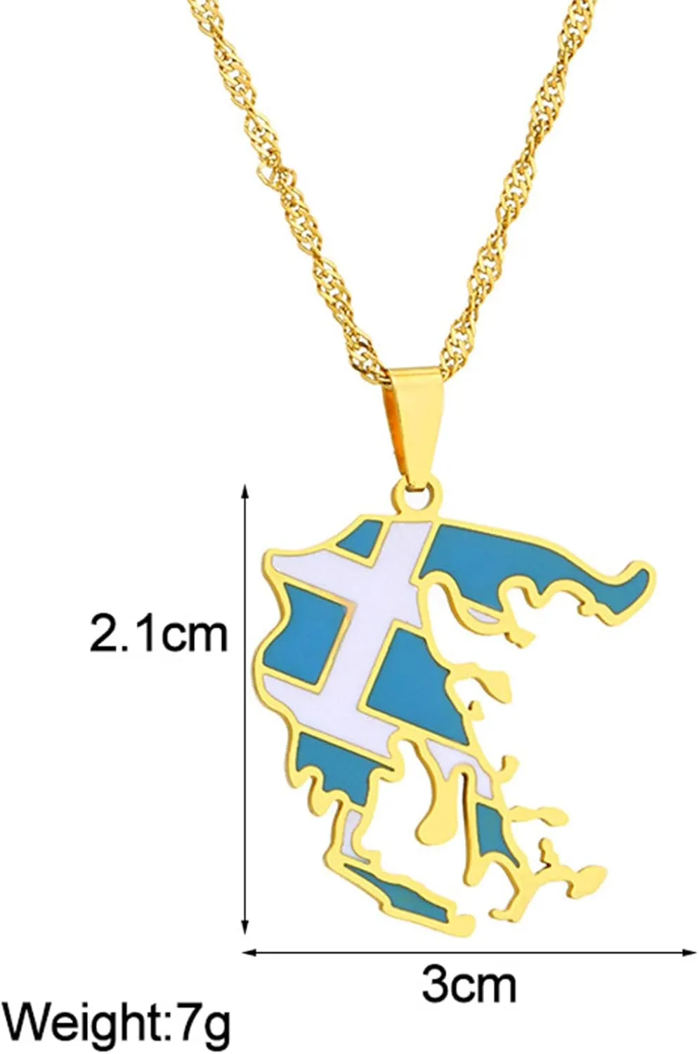 Fashion Stainless Steel Greece Map Pendant Flag Necklace