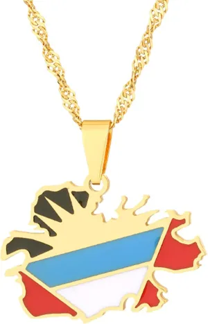 Fashion Stainless Steel Map of Antigua Pendant Necklace
