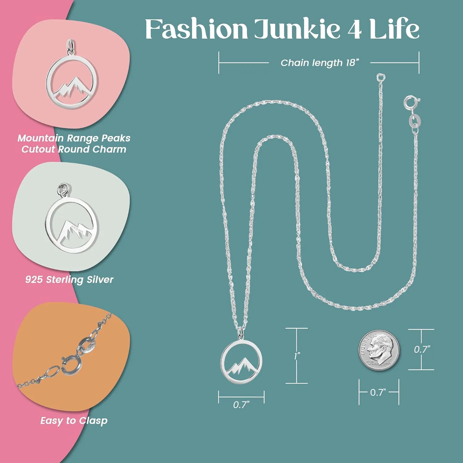FashionJunkie4Life Mountain Pendant Necklaces for Men and Women