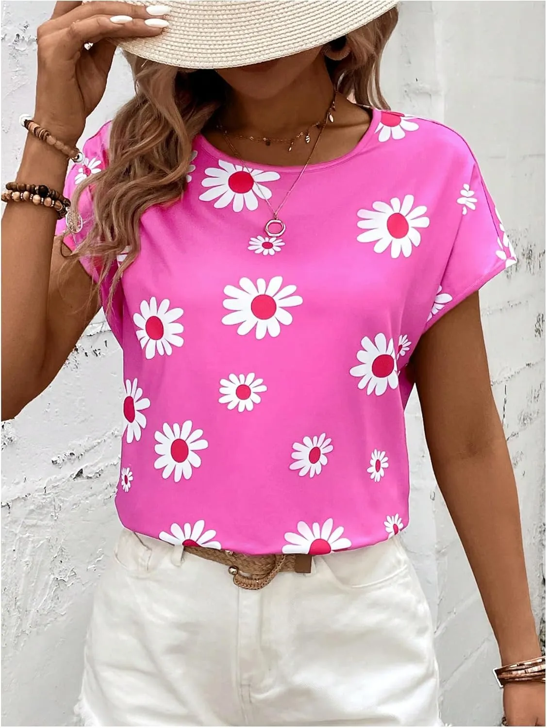Floerns Women's Casual Cap Sleeve Leopard Print Satin Silk Blouse Tops