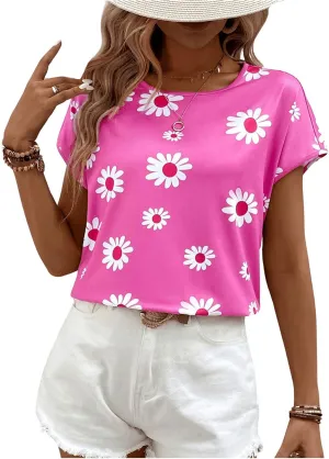 Floerns Women's Casual Cap Sleeve Leopard Print Satin Silk Blouse Tops