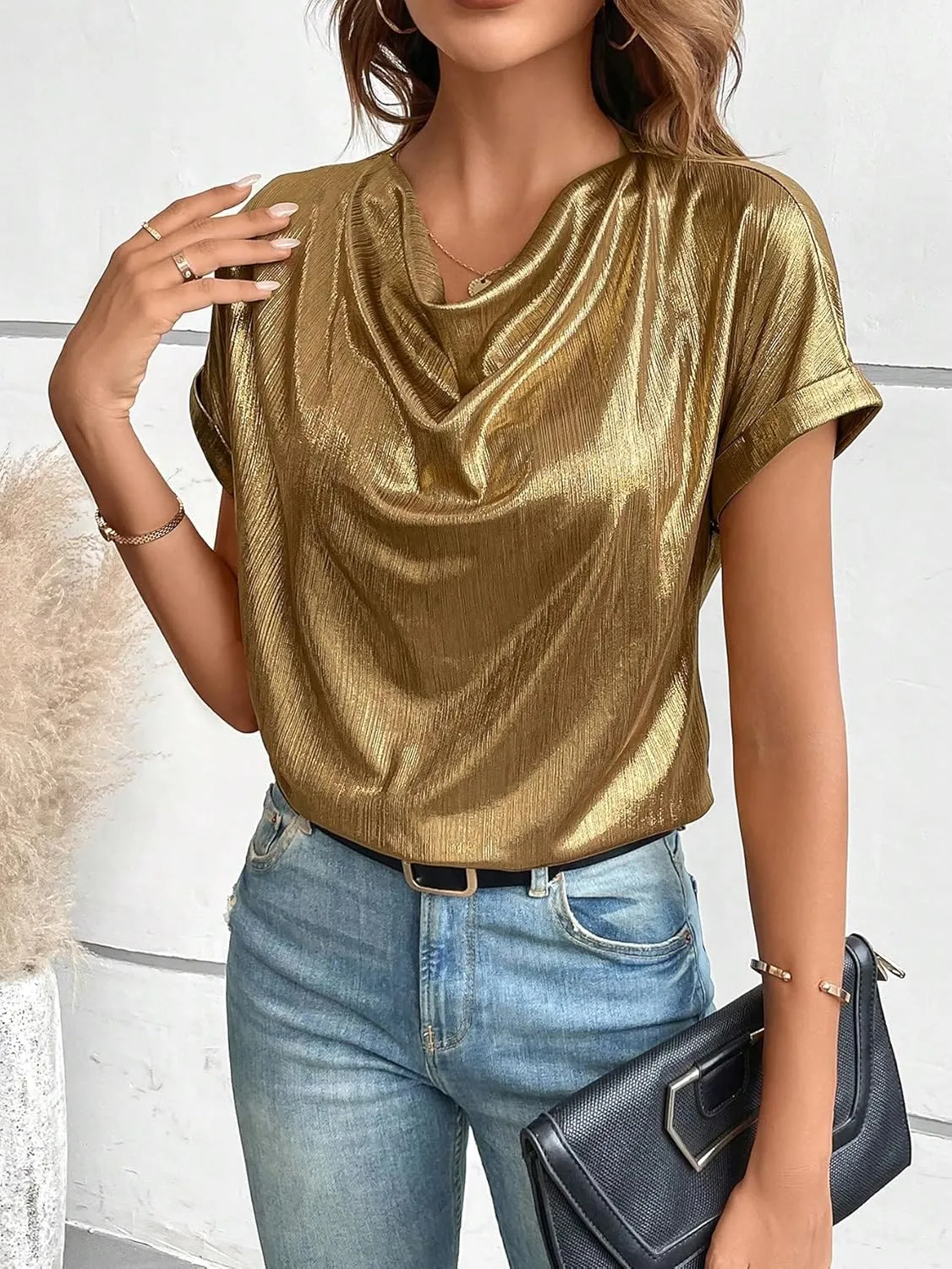 Floerns Women's Casual Cap Sleeve Leopard Print Satin Silk Blouse Tops