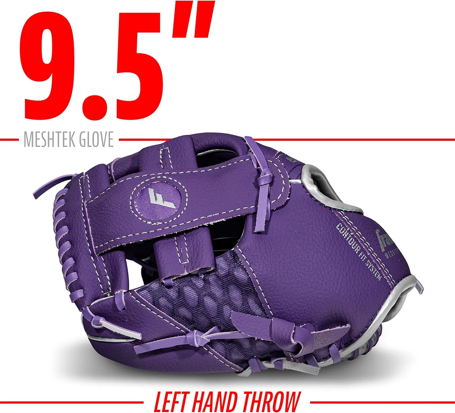 Franklin Sports Kids Baseball Glove   Ball Sets - Meshtek Youth Teeball Gloves for Kids   Toddlers - Left   Right Hand Throw Mitts   Glove Sets with Foam Balls - Boys   Girls Gloves - 9.5" Inch