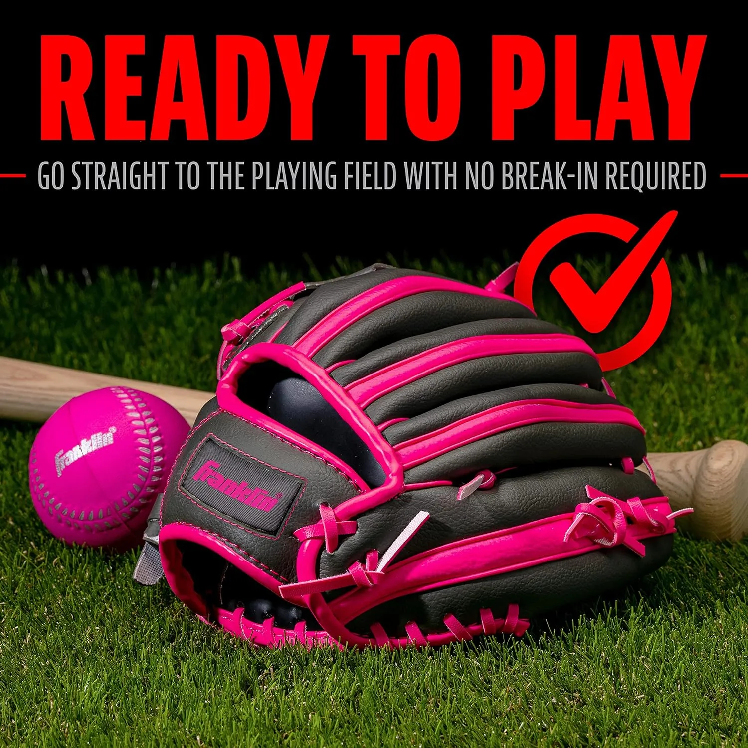 Franklin Sports Kids Baseball Gloves - RTP Youth Teeball Glove   Ball Set - Boys   Girls Teeball Mitt Set - Kids   Toddlers - 9.5"