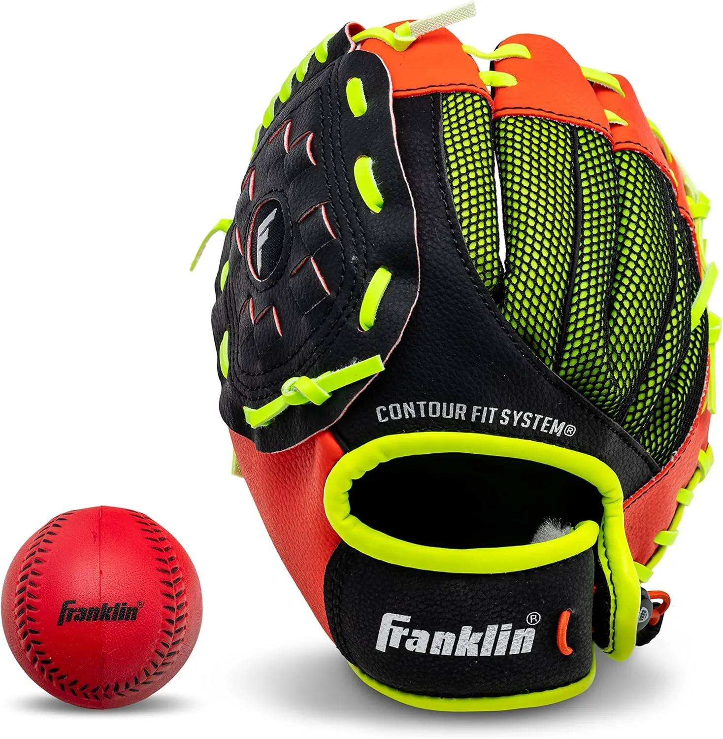 Franklin Sports Youth Teeball Glove - 9.0 Inch Neo-Grip Synthetic Leather Fielding Glove - Left & Right Handed Ready To Play with Ball